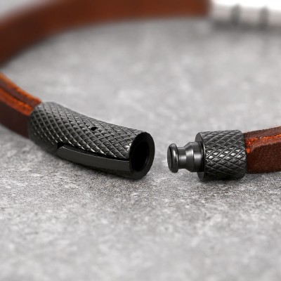 Bracelets en cuir gravés personnalisés pour hommes avec 1 à 10 noms