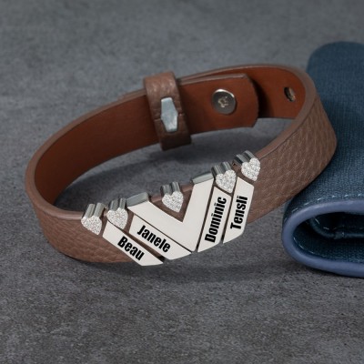 Bracelet homme personnalisé avec nom d'enfant pour cadeau de Noël papa