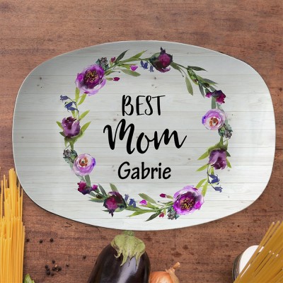 Plateau personnalisé floral Best Mom pour la fête des mères