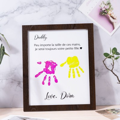 Hands Down Kids Cadre d'empreinte de main d'enfant avec gravure de nom personnalisée Cadeau de bricolage pour papa