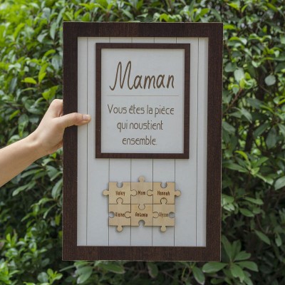 Maman personnalisée tu es la pièce qui nous tient ensemble 1-20 puzzles pièce nom signe décoration murale pour la fête des mères