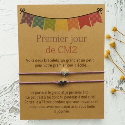 Rentrée des classes bracelet Premier jour au CM2 cadeau pour enfant lot de 2