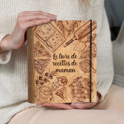 Livre de recettes en bois familial personnalisé pour maman grand-mère, idées cadeaux pour le jour de Noël