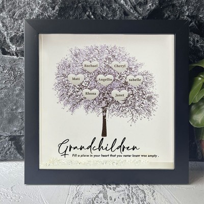 Personalized Family Tree Grandchildren Fill a Place Name Black Frame Home Decor For Grandma