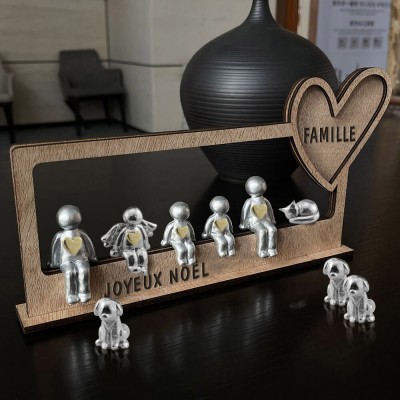 5 ans notre petite famille figurines sculpture personnalisées 5e anniversaire cadeau de Noël