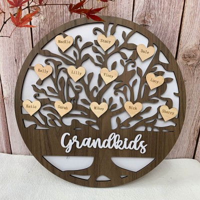 Nom d'arbre de coeur de famille personnalisé signe gravé cadeau de noël décor à la maison