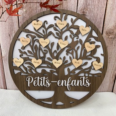 Nom d'arbre de coeur de famille personnalisé signe gravé cadeau de noël décor à la maison