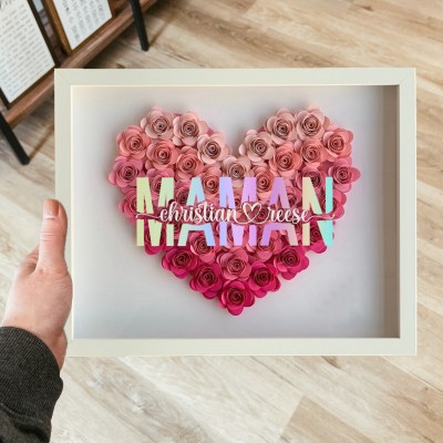 Boîte à ombres à fleur de maman personnalisée avec nom pour la fête des mères