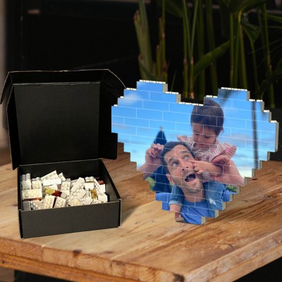 Rosefeels Cœur personnalisé bloc photo puzzle brique de construction souvenir famille cadeaux idées pour la fête des pères