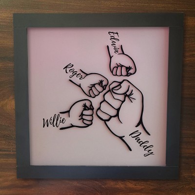 Personalized Dad and Kids Fist Bump With Name Frame Sign For Father's Day