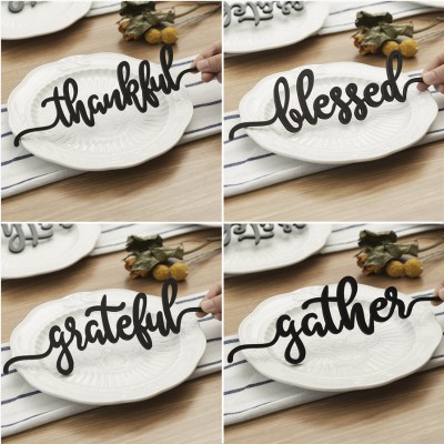 Ensemble de 6 cartes de place de Thanksgiving pour le signe de mots de décoration de table à manger