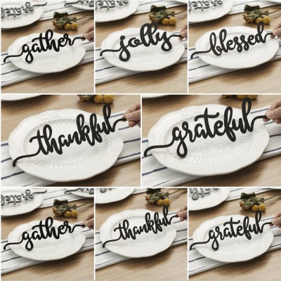 Ensemble de 8 cartes de place de Thanksgiving pour le signe de mots de décoration de table à manger