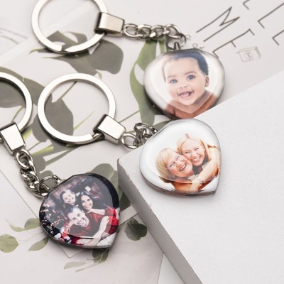 Porte-clés photo en cristal personnalisé Cadeaux personnalisés de coeur d'image