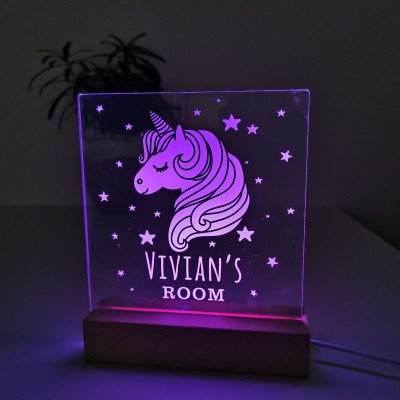 Veilleuse Licorne personnalisée avec nom pour décor de chambre d'enfants Journée des enfants