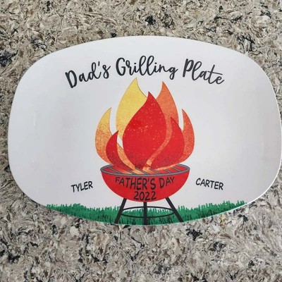 Assiette à griller pour papa assiette de barbecue personnalisée avec nom d'enfant pour la fête des pères