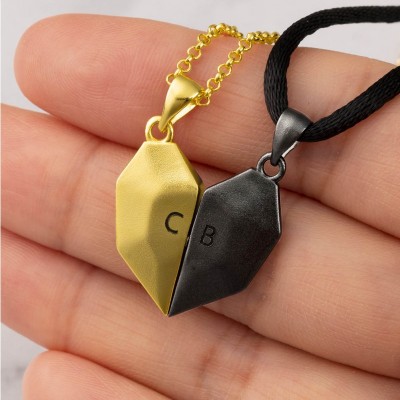 Collier prénom en forme de coeur Interattraction magnétique personnalisé 2 pièces Saint Valentin à mon âme sœur