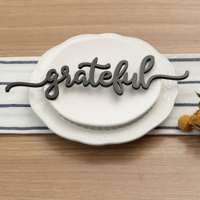 Cartes de place de Thanksgiving pour la décoration de la table à manger Signe de mots reconnaissants