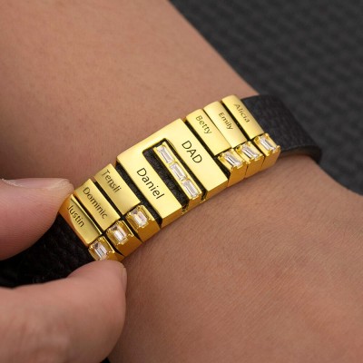 Bracelet nom personnalisé pour homme avec nom d'enfant pour les cadeaux de la fête des pères de papa