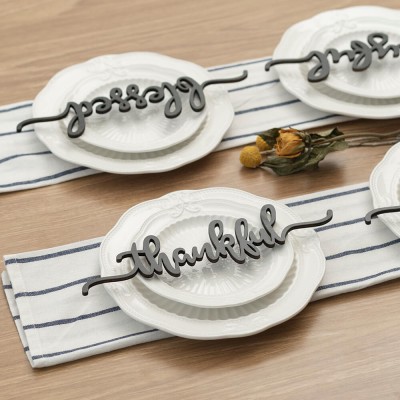 Ensemble de 3 cartes de place de Thanksgiving pour le signe de mots de décoration de table à manger