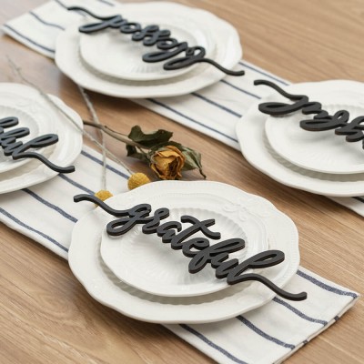 Cartes de place de Thanksgiving pour la décoration de la table à manger Signe de mots joyeux