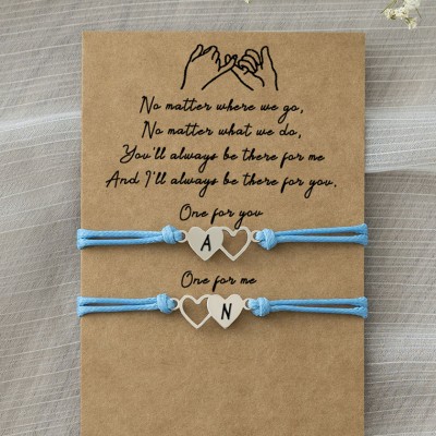 Bracelets Personnalisés Meilleur Ami Soeur Couple d'Amitié Avec Initiale Pour 2