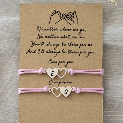 Bracelets Personnalisés Meilleur Ami Soeur Couple d'Amitié Avec Initiale Pour 2