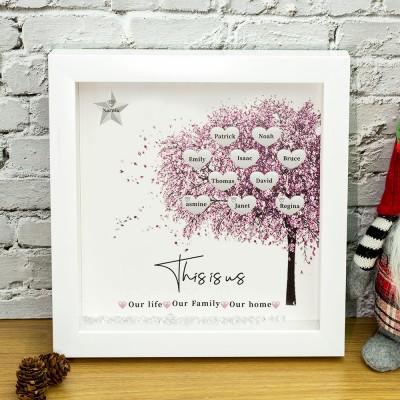 Personalized Family Tree Frame Home Decor Christmas Gift For Mom Grandma