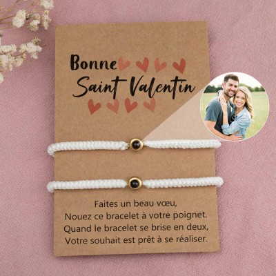 Bracelet de projection de photo personnalisé pour couple