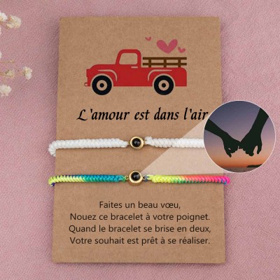 Bracelet personnalisé de doigts de promesse de projection de photo pour le couple