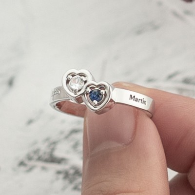 Bague double coeurs entrelacés en argent sterling S925