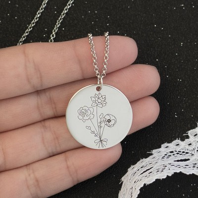 Colliers de bouquet de fleurs de naissance personnalisés pour elle