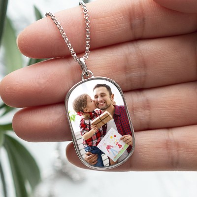 Collier photo personnalisé pour la fête des pères de papa