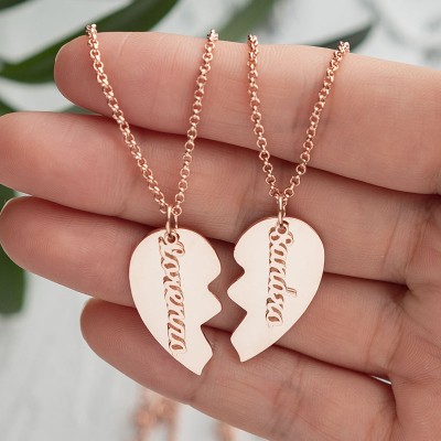 18K Rose Gold Plating Personnalisé Couple Nom Collier Cadeau Saint Valentin