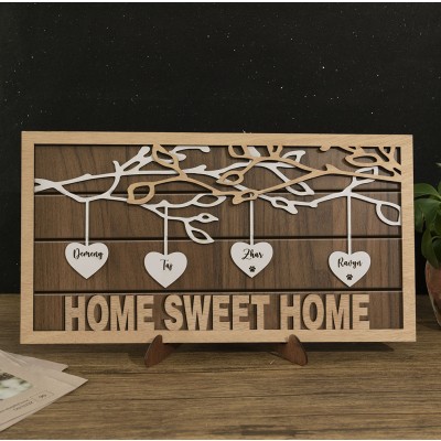 Panneau d'arbre généalogique personnalisé Rosefeels avec nom d'enfant gravé art mural pour la fête des mères cadeau de Noël