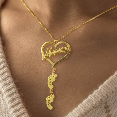 Collier maman avec pieds de bébé 1-10 pendentifs