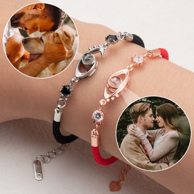 Bracelet à breloques personnalisé avec projection de photos commémoratives, idées cadeaux pour la Saint-Valentin