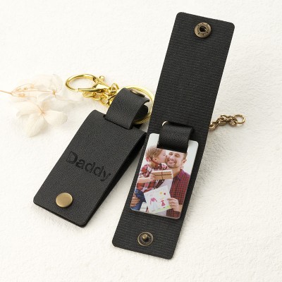Porte-clés photo noir personnalisé pour la fête des pères