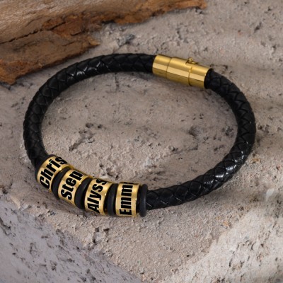 Bracelet gravé pour homme avec nom personnalisé cadeau d'anniversaire de Noël pour papa mari petit ami