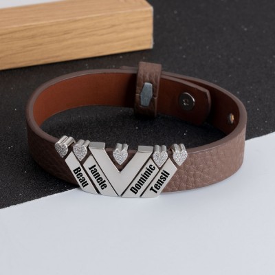 Bracelet homme personnalisé avec nom d'enfant pour cadeau de Noël papa