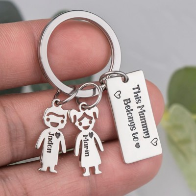 Personnalisé 1-10 enfants charmes gravure nom porte-clés cadeaux pour la fête des mères