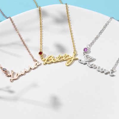 Collier prénom personnalisé avec pierre de naissance
