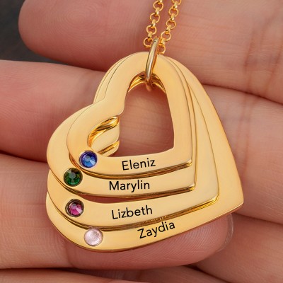 Collier personnalisé de 1 à 6 cœurs avec cadeau de Noël pour la famille de la famille de naissance