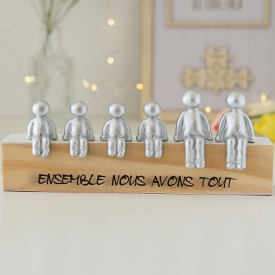 Figurines de sculpture en étain personnalisées cadeau d'anniversaire ensemble, nous formons une famille