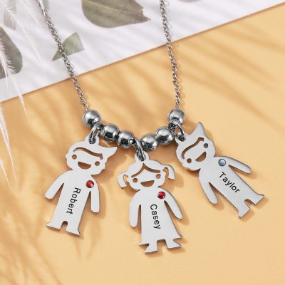 Collier d’enfants gravés 1-10 Pendants facultatifs avec la pierre de naissance