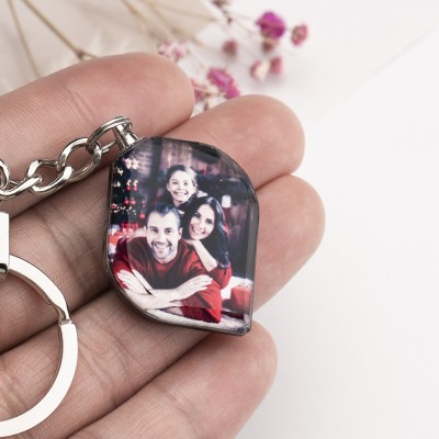 Porte-clés photo en cristal personnalisé Cadeaux commémoratifs photo personnalisés