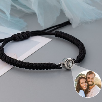 Bracelet de charme de projection de photo personnalisé pour le mariage d'anniversaire de couple