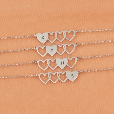 Personalized Four Best Friend Sister Friendship Necklaces For 4