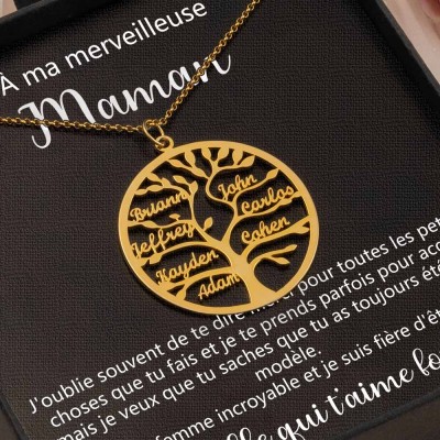 À mon merveilleux collier d'arbre généalogique de maman de la fille fils idées cadeaux pour la fête des mères