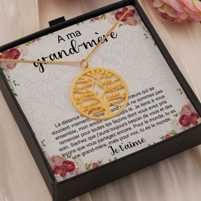 Collier arbre généalogique personnalisé à ma grand-mère à partir d'idées cadeaux pour les grands-enfants pour la fête des mères de grand-mère