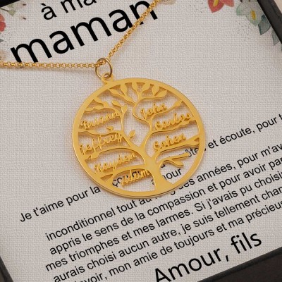 À ma mère collier arbre généalogique de fille fils idées cadeaux pour la fête des mères